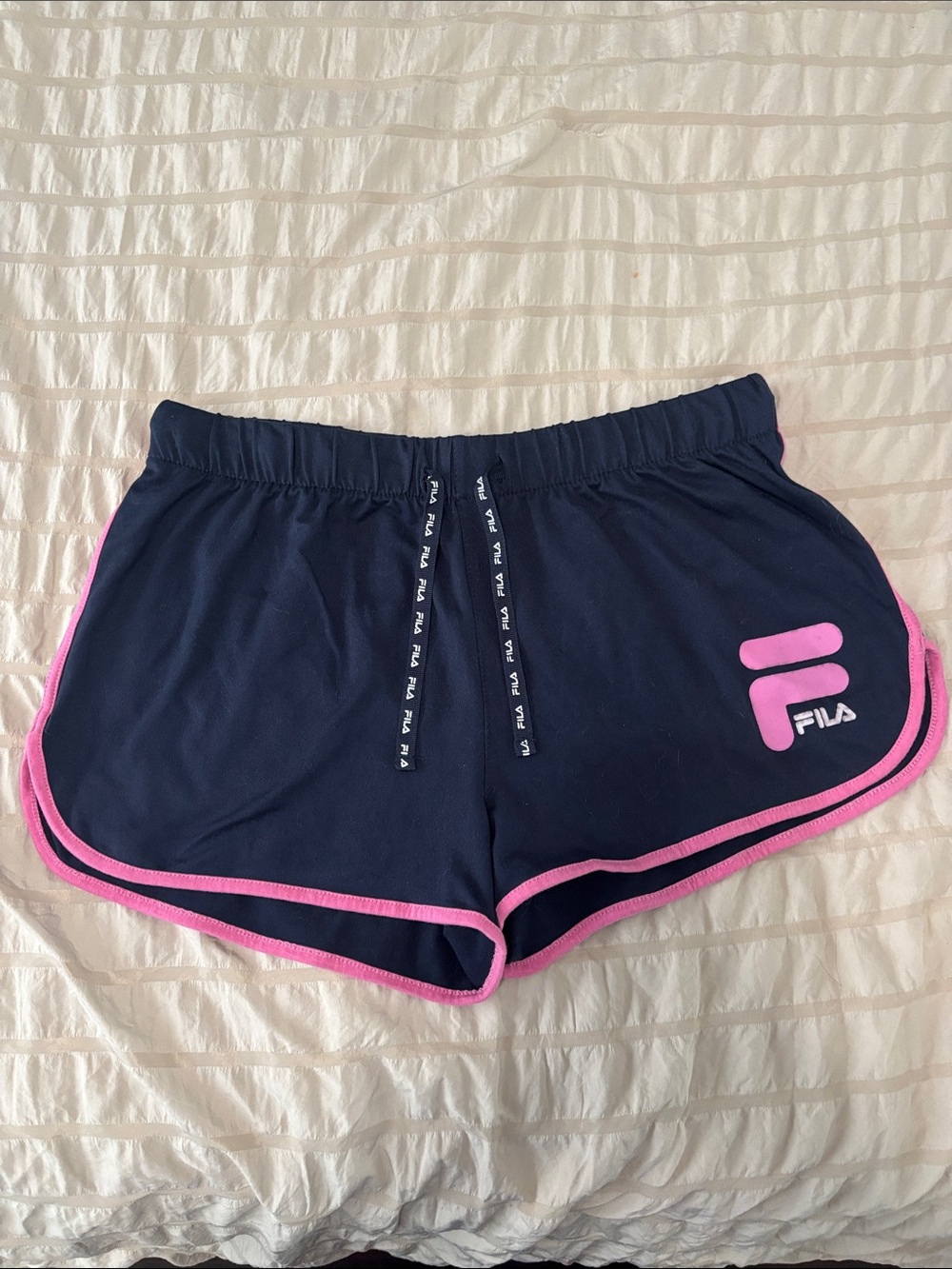 FILA Women's Navy and Pink Athletic Shorts size small Y2K